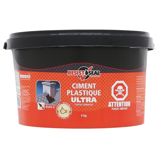 Soprema Resisto Resistoseal Ultra Plastic Cement, Black, Liquid, 8.8 lb 53019